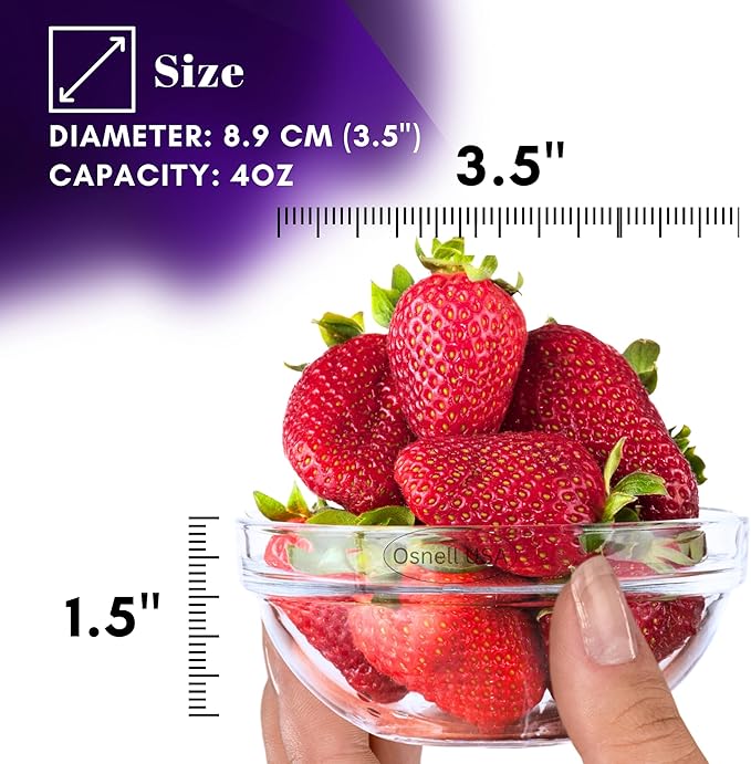 14pc Set of Small Glass Bowls, Microwave Safe, 4-ounce, Durable Prep Bowls Stackable - Glass Ramekins (Set Includes: 4 Measurement Spoons)