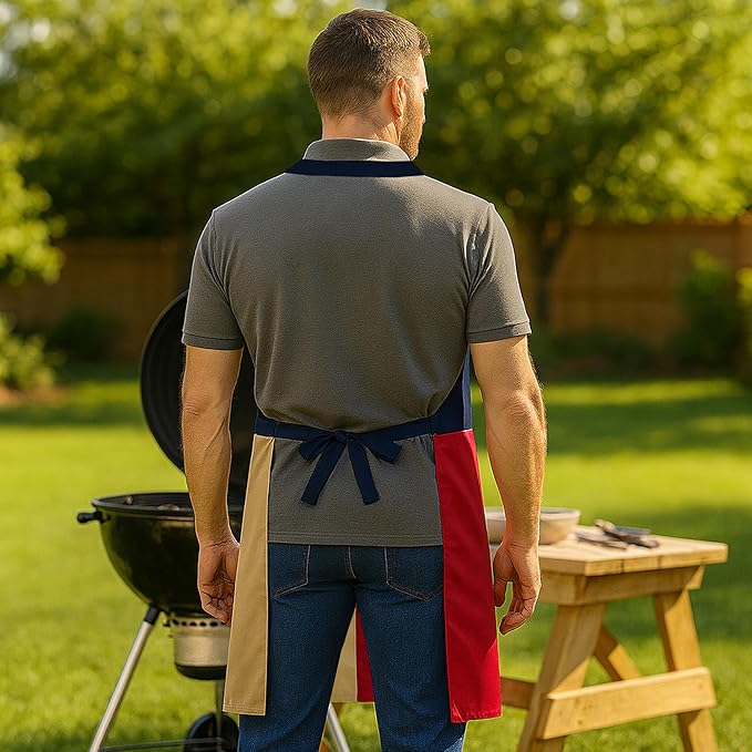 Kitchen Apron With Pockets Texas Flag Lone Star Applique,2 Front Pockets,Adjustable Neck Trap for Bistro BBQ