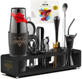 Elite Mixology Bartender Kit 20-Piece Boston Cocktail Shaker Set for Mixing with Stand- Indestructible Bar Accessories Bartending Kit, Cocktail Bar Set, Bartender Set, Bonus Recipe Cards Bar Tools
