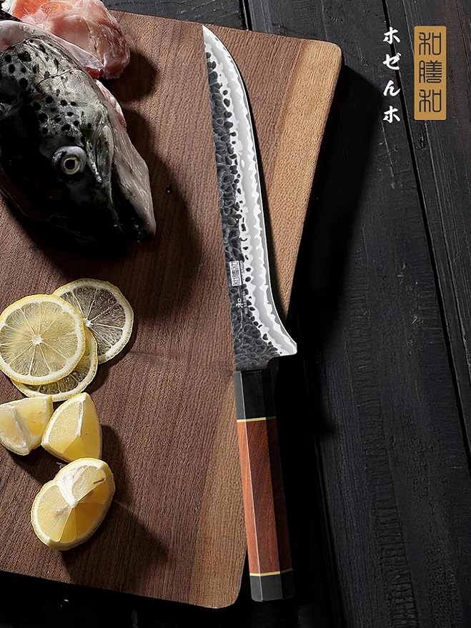 HOSHANHO 7 Inch Fillet Knife, Razor Sharp Hand Forged Boning Knife, Japanese Super Steel Fish Knives with Ergonomic Handle for Meat and Poultry