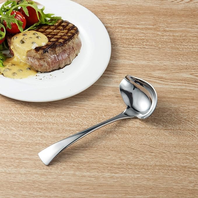 IMEEA Gravy Spoon Mini Gravy Ladle Drizzle Spoon 18/10 Stainless Steel Small Ladle for Sauce Serving, Set of 2