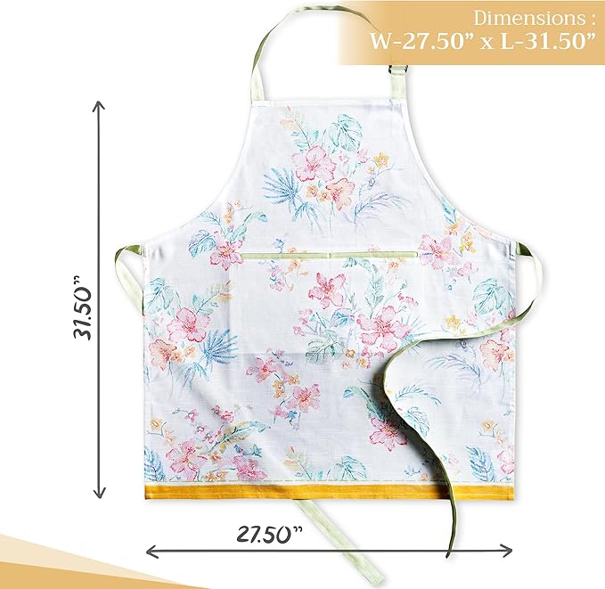 Maison d' Hermine 100% Cotton Apron for women with Pocket Kitchen Chef Apron for Men Cooking Gardening Server Waitress