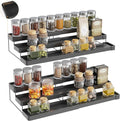 2 Pack Expandable Spice Rack Organizer for Cabinet - 3 Tier Adjustable Cabinet Spice Organizer Easy Visibility - Spice Organizer for Cabinet Countertop Cupboard Pantry Organization (Black)