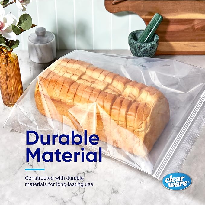 2 Gallon Storage Bags, Double Zipper Seal - 60 Count, Resealable Thick Plastic Food Storage Bags - Microwave-Safe, Zero BPA - Resealable Containers for Lunch, Snacks, Meals - 2 Boxes