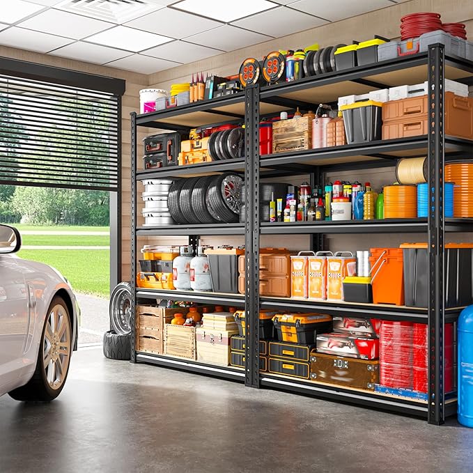 Bepatio Garage Shelving 2010LBS Storage Shelves 72" H Metal Shelving Heavy Duty Pantry Shelves Adjustable Garage Shelf for Kitchen Warehouse Basement, 35.4" W x 15.7" D x 72" H
