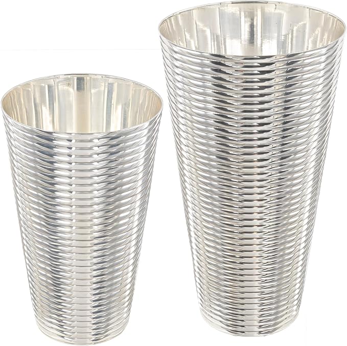 Prince of Scots Fluted Silver Cocktail Shaker Set | 3-Piece Copper with Silver Plate Barware | Classic Boston Shaker for Martini, Manhattan, Bourbon | Elegant Home Bar Gift for Entertaining