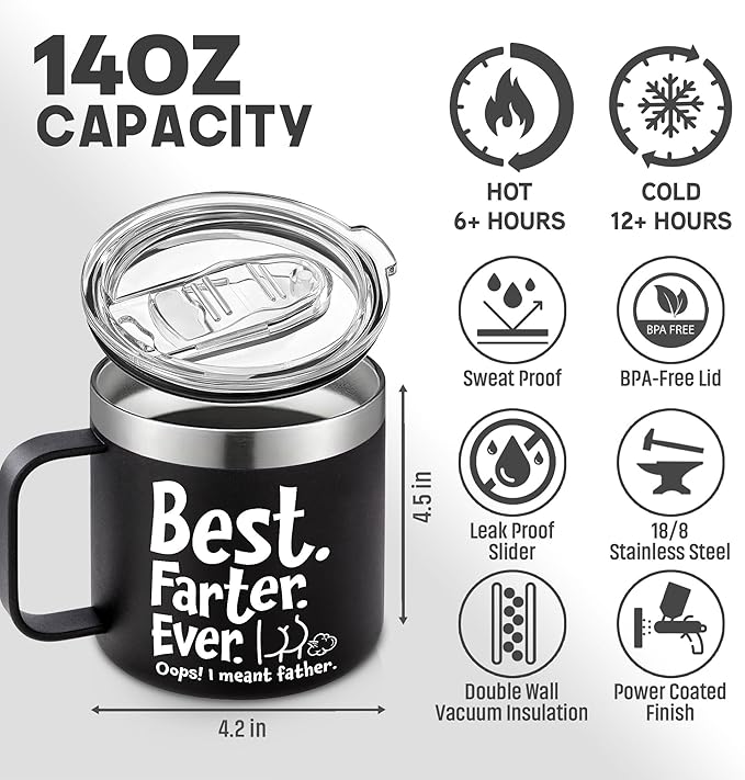 Christmas Gifts for Dad, Men - Gifts for Dad from Daughter, Son - Dads Birthday Gift Ideas, Happy Birthday gifts for Dads, Fathers - Best Dad Ever Gift, Present for dads - 14 Oz dad Mug