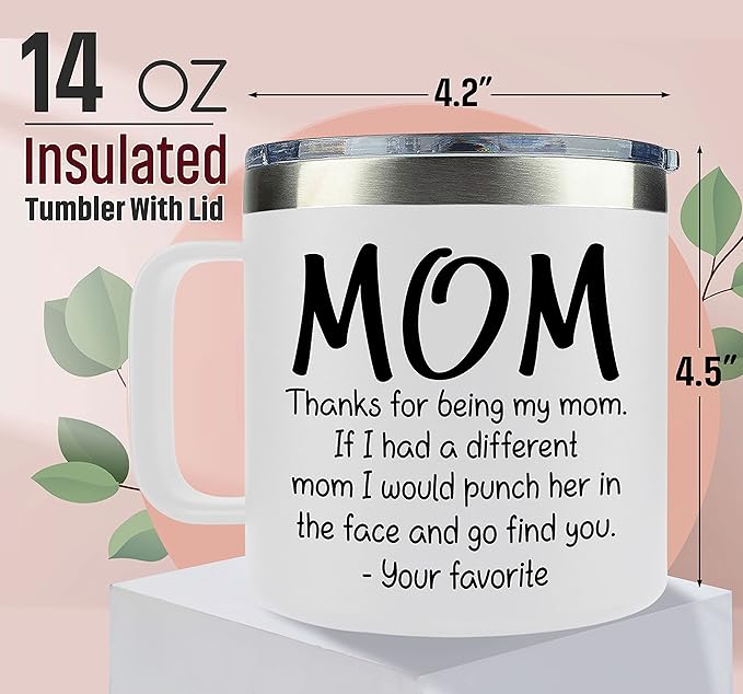 Gifts for Mom from Daughter, Son - Christmas Gifts for Mom, Wife, Women - Moms Birthday Gift Ideas, Cool Birthday gifts for Moms, Mothers - Best mom Mug, 14 OZ Stainless Steel moms Coffee Mug