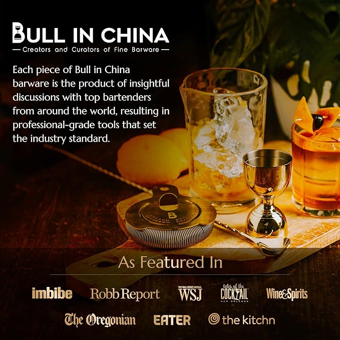 Bull in China 2-Piece Cocktail Shaker Copper - 28 oz Weighted Shaker & 18oz Weighted Cheater Tin, Professional Grade Bar Shaker, Premium Cocktail Shaker Set for Professional & Home Bartenders