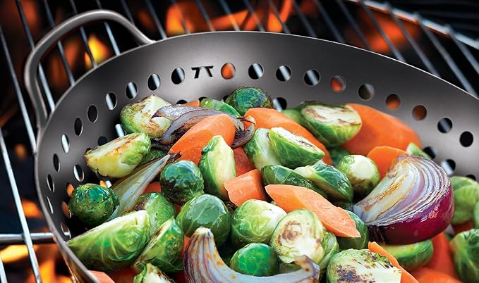 Outset QD70 Non-Stick Round Grill Wok Black 10.75 inch diameter