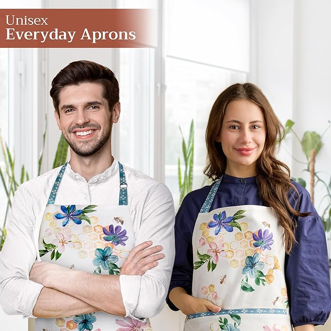 Maison d' Hermine 100% Cotton Apron for women with Pocket Kitchen Chef Apron for Men Cooking Gardening Server Waitress