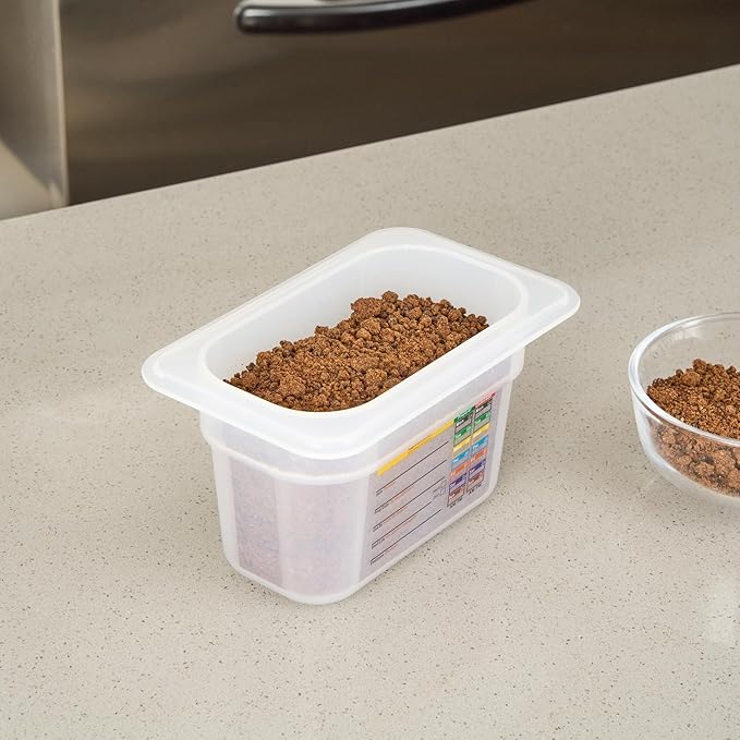Restaurantware Food Pans Pack of 10 Plastic Rectangle Food Containers 1/9 Size with Traceability Label, Storage Containers Dishwashable Hot Cold Friendly for Restaurants Buffet Commercial Use