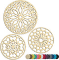 3 Set Silicone Trivet Mats with 1 Extra Large Included | Intricately Carved Insulated Flexible Durable Non Slip Thick Round Premium Trivets for Hot pots and Pans | Beige Milkshake (Faded Yellow)