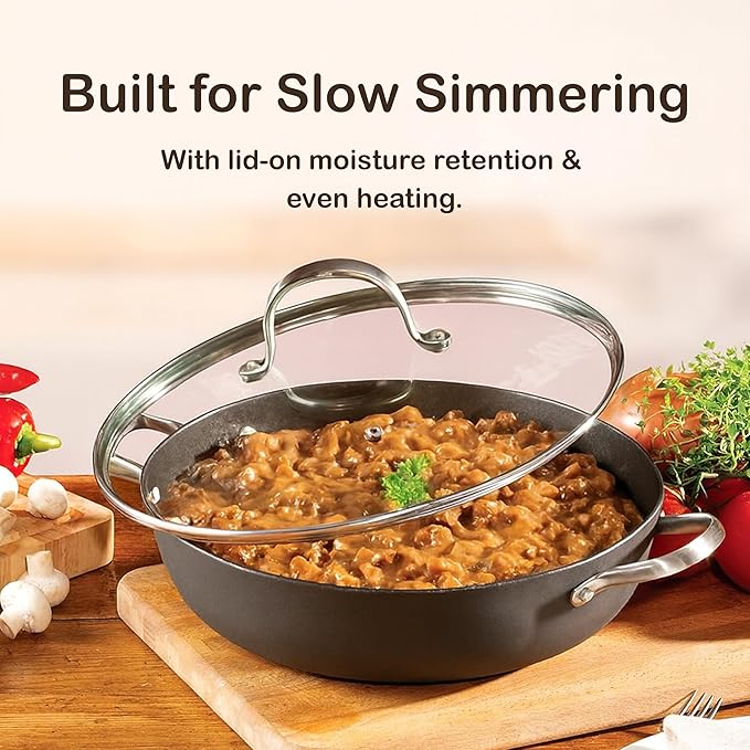 Cuisiland 11" Honeycomb Cast Iron Wok with Lid & Dual Handles – Non-Stick Stir-Fry Pan, Stainless Steel Handles, Oven Safe, Classic Heat Retention for Steaming, Stir-Frying & Sautéing