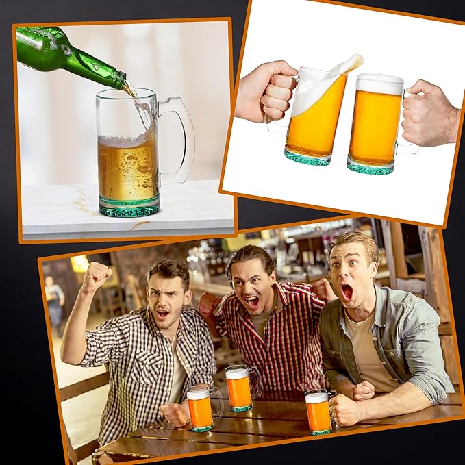 12 Libbey Beer Mugs Set, 12 oz. - Groomsmen Glassware - Green