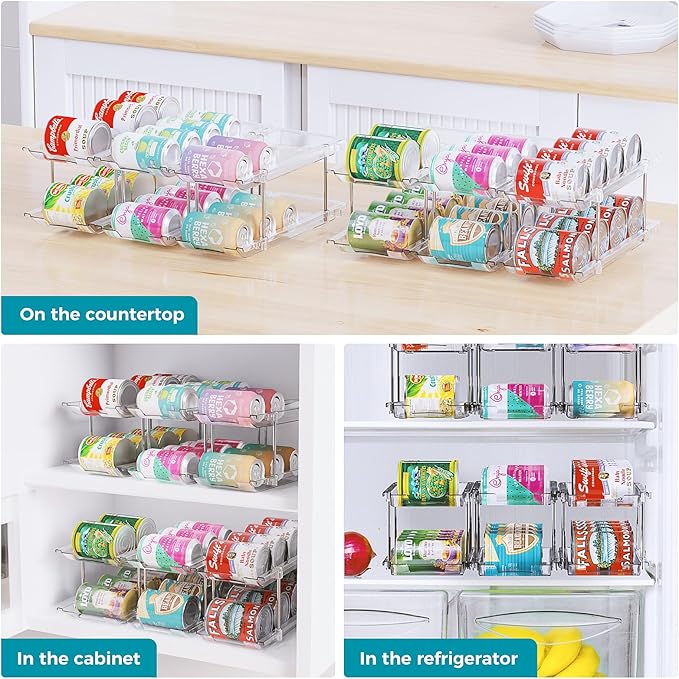 oylik Can Organizer for Pantry, 4 Tiers Can Storage Rack, up to 48 Cans Food Holders for Fridge, Cabinet and Pantry Organization