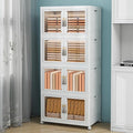 Large Stackable Storage Bins with Lids, 460QT-115QT*4Pack Foldable Cabinet for Closet Organizers, Plastic Storage Containers Box with Wheels
