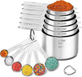 Measuring Cups and Spoons Set, Stainless Steel Measuring Cups Measuring Spoons with Easy to Read Markings, Ideal Kitchen Gadgets for Cooking & Baking, 12 Pack