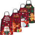4 Pack Funny Christmas Kitchen Aprons for Women Men Adjustable Cooking Chef Aprons Waterproof Bib Aprons Cute Xmas Party Gift