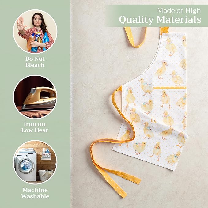 Maison d' Hermine 100% Cotton Apron for women with Pocket Kitchen Chef Apron for Men Cooking Gardening Server Waitress
