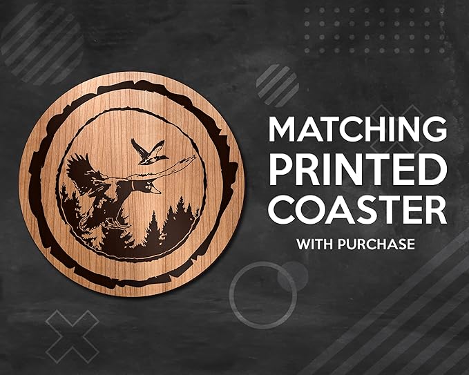 Duck Hunting Gifts for Hunters and Outdoorsman Mallard Whiskey Glass with Coaster Rustic Décor for Mountain Cabin Lake House Beer Pint Glass Fishing Fisherman Dad (Mallard, Single Whiskey Glass)