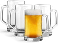 KooK Beer Mugs, Glasses Set of 4, 12.7 Oz, Clear Large Mugs, Gift for Men, With Handles, Large Drinking Cups for Tea, Coffee, Root Floats, Dishwasher and Refrigerator Safe, Durable