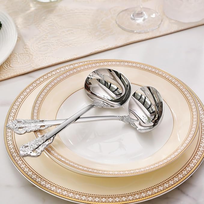 KEAWELL Premium 7.5 inch Luxury Gravy Ladle, 18/10 Stainless Steel, Small Gravy Spoon for Home. Solid and Sturdy, Dishwasher Safe. (2, Silver)