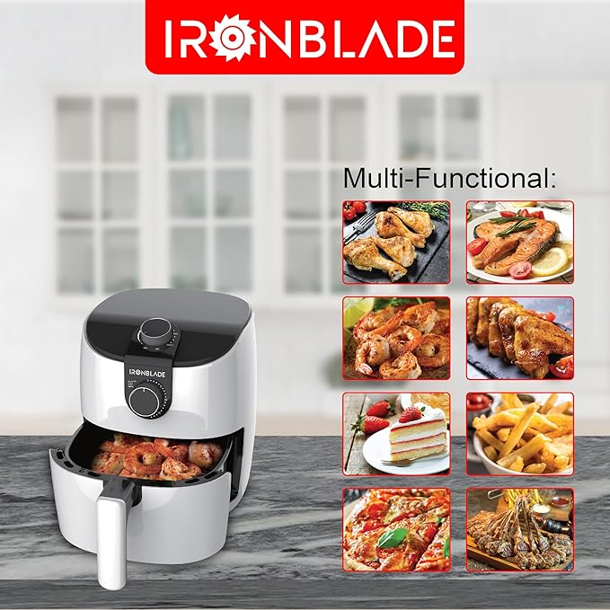 EMB IronBlade Series Multi-Functional Air Fryer, 1500W, 3.7 Quart Capacity, Adjustable Timer, Non-Slip Handle, 105°F to 400°F Temperature Range for Frying, Roasting, Baking & Reheating