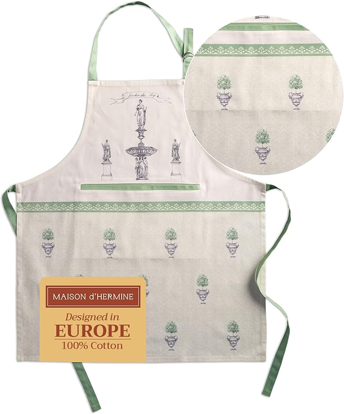 Maison d' Hermine 100% Cotton Apron for women with Pocket Kitchen Chef Apron for Men Cooking Gardening Server Waitress