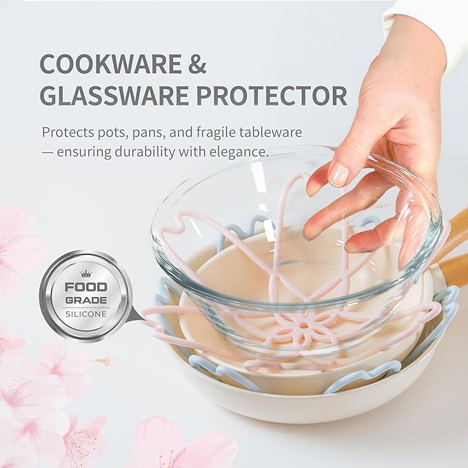 iPROTECT - Stack Expert | Multi-Purpose BPA-Free Silicone Pans & Pots Protector. Set of 2. Trivets for All Cookware Sizes, Protects Coating & Scratches, Dishwasher Safe (Pistachio Green, L)