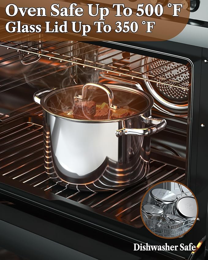 Cook N Home Stainless Steel Stockpot with Lid 4 Quart, Tri-Ply Clad Soup Pot, Induction Cooking pot, Silver