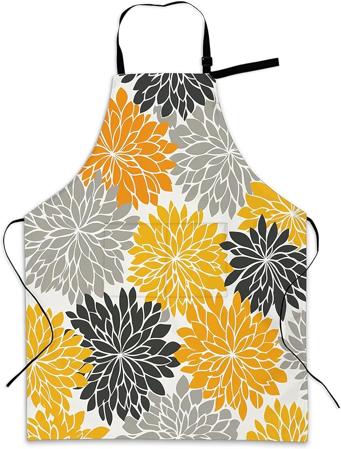 Cooking Apron for Women and Men,Adjustable Chef Bib Apron with 2 Pockets, Water and Oil Resistant for Kitchen Use