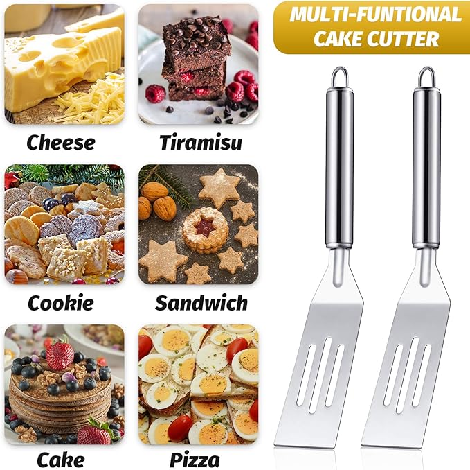 Patelai 5 Pack Small Spatula Mini Serving Brownie Spatula for Serving and Flipping Cooking Pancakes Desserts Cookie Eggs Lasagna (Slotted,Stainless Steel Handle)
