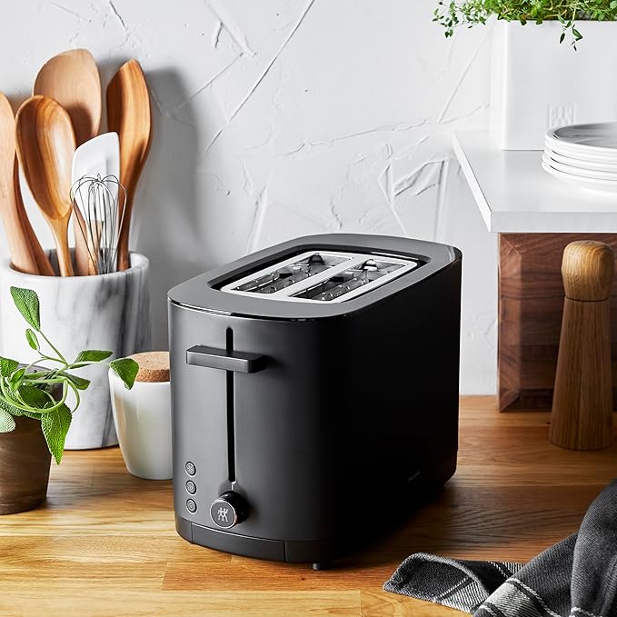 ZWILLING Enfinigy, 2-Slice Toaster, Extra Wide 1.5" Slots for Bagels and Toast, Black