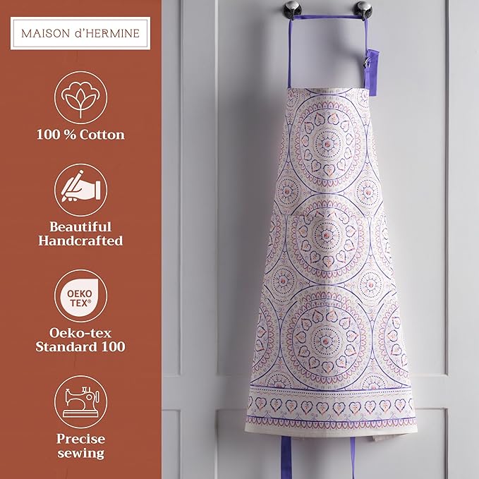 Maison d' Hermine 100% Cotton Apron for women with Pocket Kitchen Chef Apron for Men Cooking Gardening Server Waitress