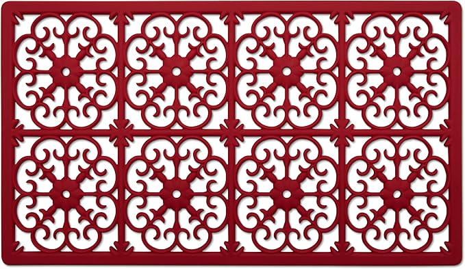 GASARÉ, Extra Large, Thick, Silicone Trivet for Hot Dishes, Pots, and Pans, Heat Resistant Mat for Countertop, Hot Pad for Kitchen, Easy to Clean, 21 x 12 x 3/8 Inches, Red