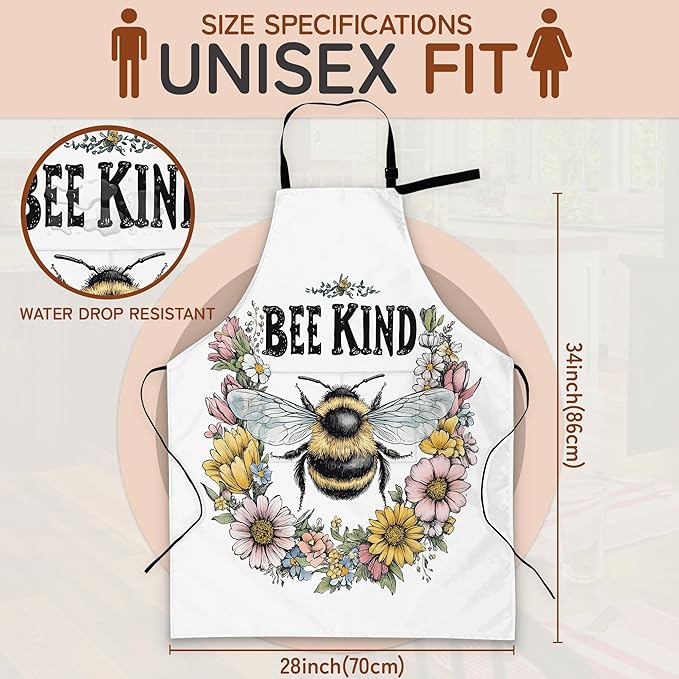 Cooking Apron for Women and Men,Adjustable Chef Bib Apron with 2 Pockets, Water and Oil Resistant for Kitchen Use