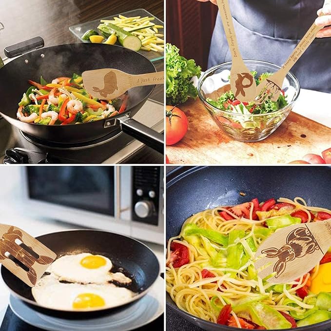 5PCS Rabbit Wooden Cooking Spoons Set Rabbit Gifts for Women Kitchen Decor Bamboo Cooking Utensil Spoons for Housewarming Wedding Anniversary Thanksgiving Christmas Gifts Mom Women