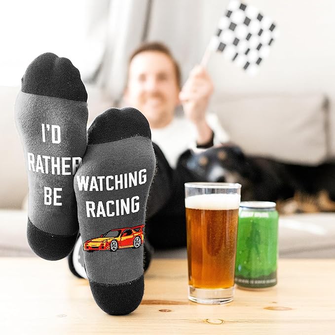 VICRAZY Racing Car, Sport Car Socks for Men, Women - Formula 1 Gifts, Racing Socks, Stocking Stuffers for Men, Women