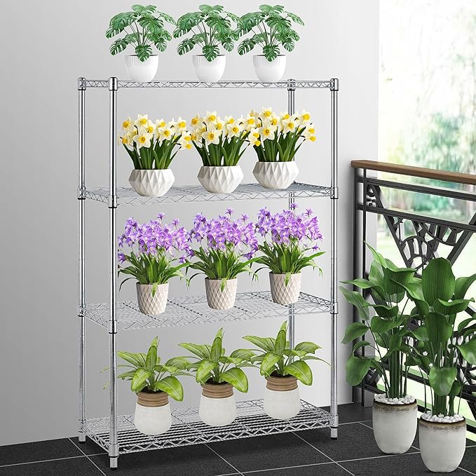 4-Shelf Metal Shelving Rack 36" L x 14" D x 54" H Garage Storage Shelves NSF Adjustable Wire Shelves Organizer for Kitchen Closet Basement, Each Shelf Can Hold 250LBS, Chrome