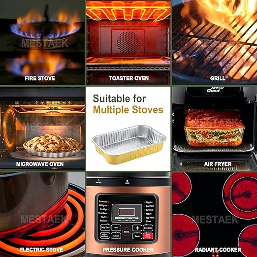13"x 8.9" Sturdy Aluminum Foil Pans with Lids and Handle (5 Pack), 2X Thicker Heavy Duty, Dishwasher, Reusable Microwavable for Cooking, Baking, Reheating, Freezer, Oven, Recyclable, 118oz