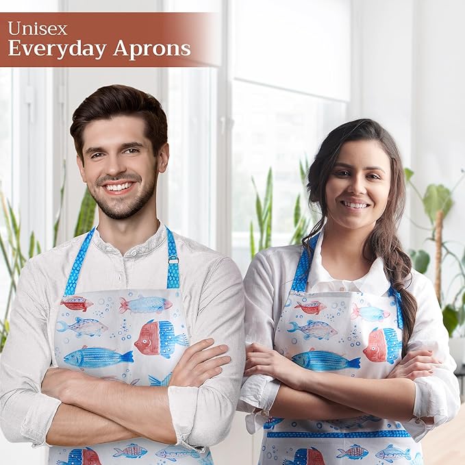 Maison d' Hermine 100% Cotton Apron for women with Pocket Kitchen Chef Apron for Men Cooking Gardening Server Waitress