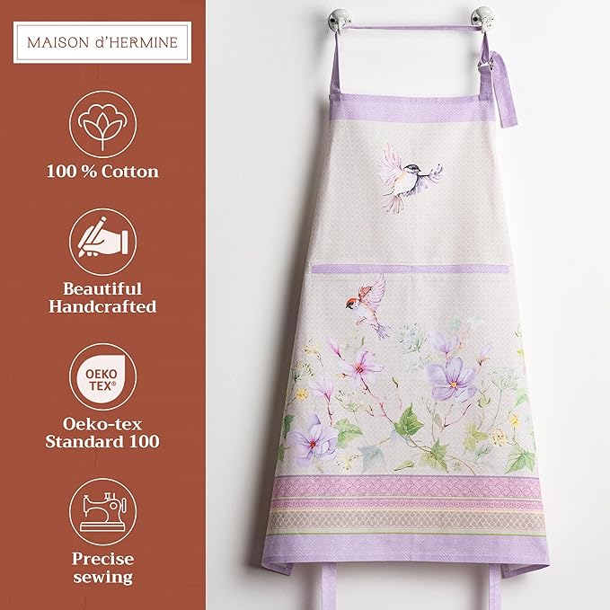 Maison d' Hermine 100% Cotton Apron for women with Pocket Kitchen Chef Apron for Men Cooking Gardening Server Waitress