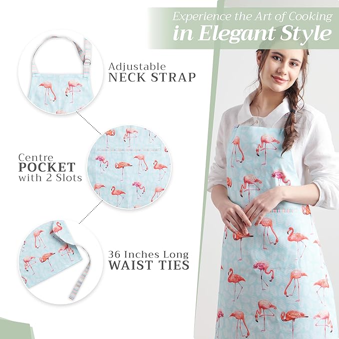 Maison d' Hermine 100% Cotton Apron for women with Pocket Kitchen Chef Apron for Men Cooking Gardening Server Waitress