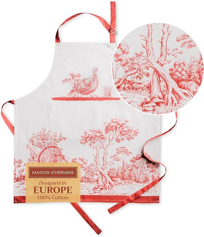 Maison d' Hermine 100% Cotton Apron for women with Pocket Kitchen Chef Apron for Men Cooking Gardening Server Waitress
