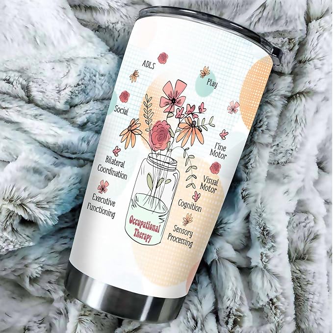 Occupational Therapy Tumbler 20oz - with Straw and Lid, Occupational Therapy Appreciation Gifts For Women Men, OT Therapist Coffee Cup For Assistant Coworker Work Accessories