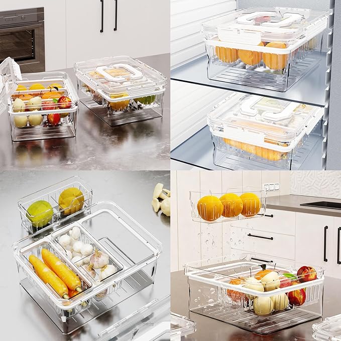 Bread Box with Slicer & Ice Chilled Condiment Caddy, Portable Airtight Bread Storage Container with Lid Handle for Kitchen Counter, Bread Keeper for Homemade Bread,Toast, Bagel, Cookies, Beige
