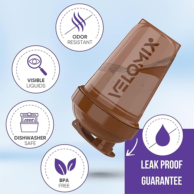 VELOMIX -6 PACK- Shaker Cups for Protein Shakes 20 oz - 6x Wire Whisk | Leak Proof Protein Shaker Bottle for Protein Shakes, Shaker Bottle Pack for Pre & Post Workout, Shaker Cup (Mood Tones)