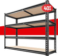 REIBII 40" W Garage Shelving 2000LBS Storage Shelves Adjustable Metal Shelving Heavy Duty 4 Tier Garage Shelves 60" H Metal Shelves for Closet Pantry Kitchen Warehouse 40" W × 20''D × 60''H