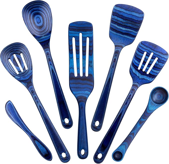 Totally Bamboo Baltique Malta Collection 7 Piece Cooking Utensil Set, Safe for Nonstick